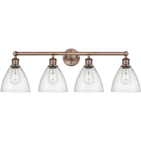 Bristol Glass 4 Light 34.5 inch Antique Copper Bath Vanity Light Wall Light in Seedy