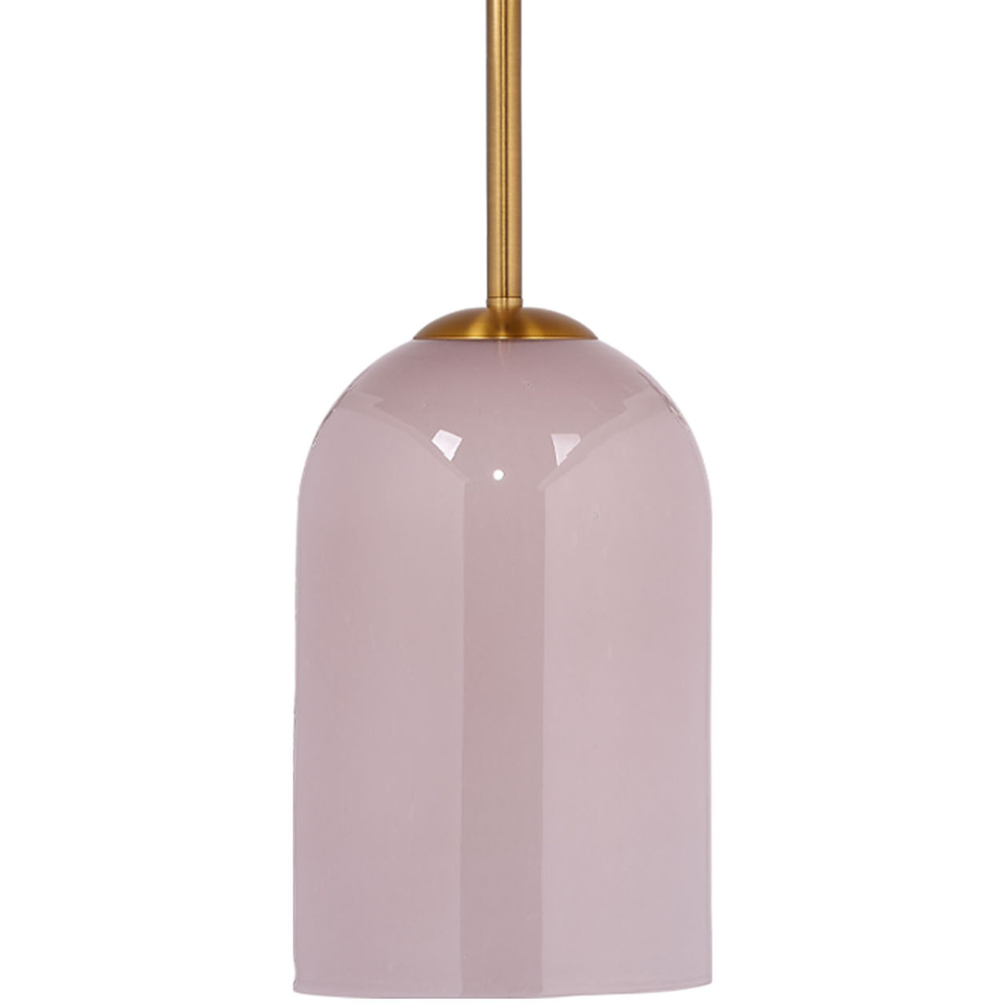 Holt 1 Light 7.25 inch Antique Brass Pendant Ceiling Light in Pink Glass