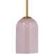 Holt 1 Light 7.25 inch Antique Brass Pendant Ceiling Light in Pink Glass
