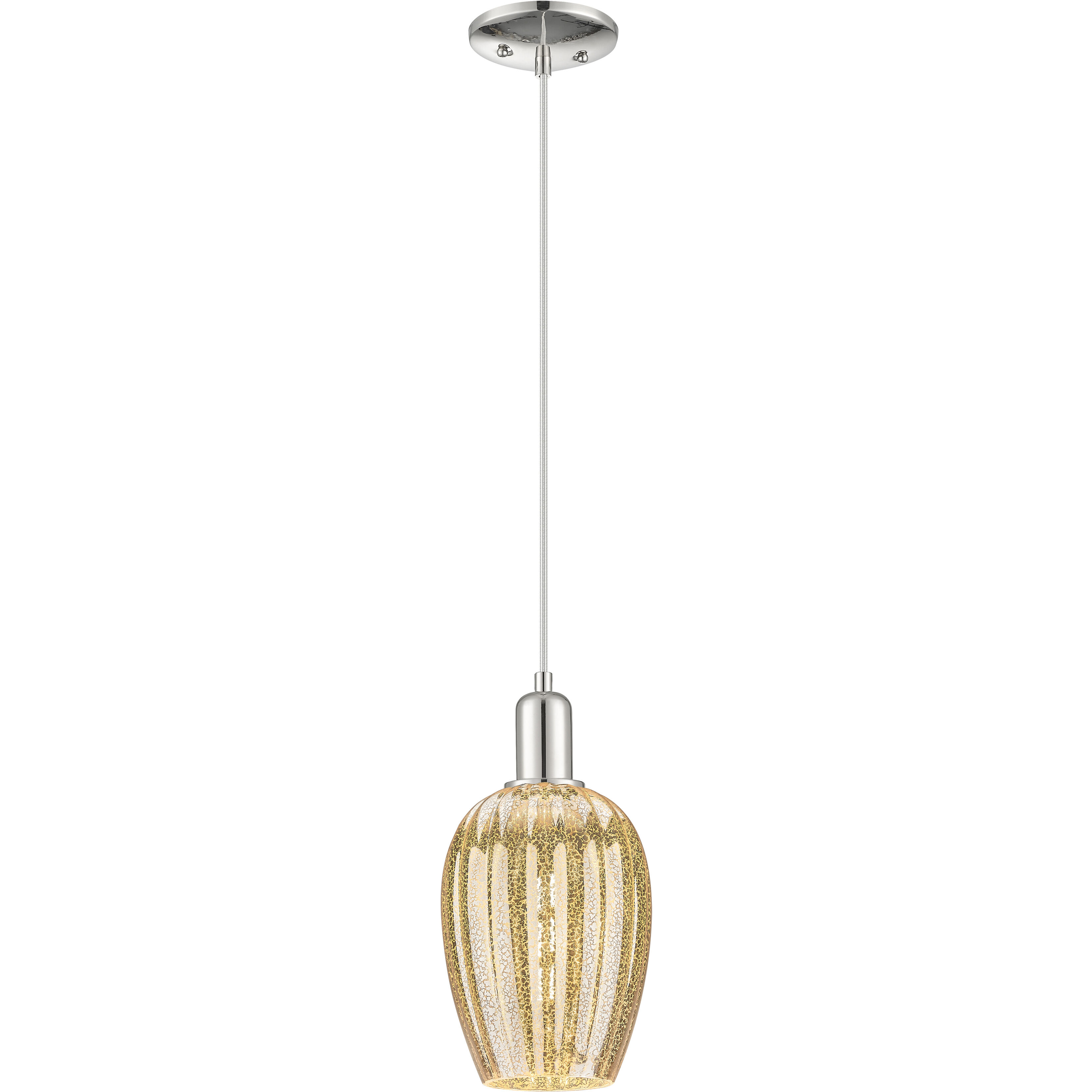 Preston 1 Light 6.25 inch Polished Nickel Mini Pendant Ceiling Light in Mercury Glass