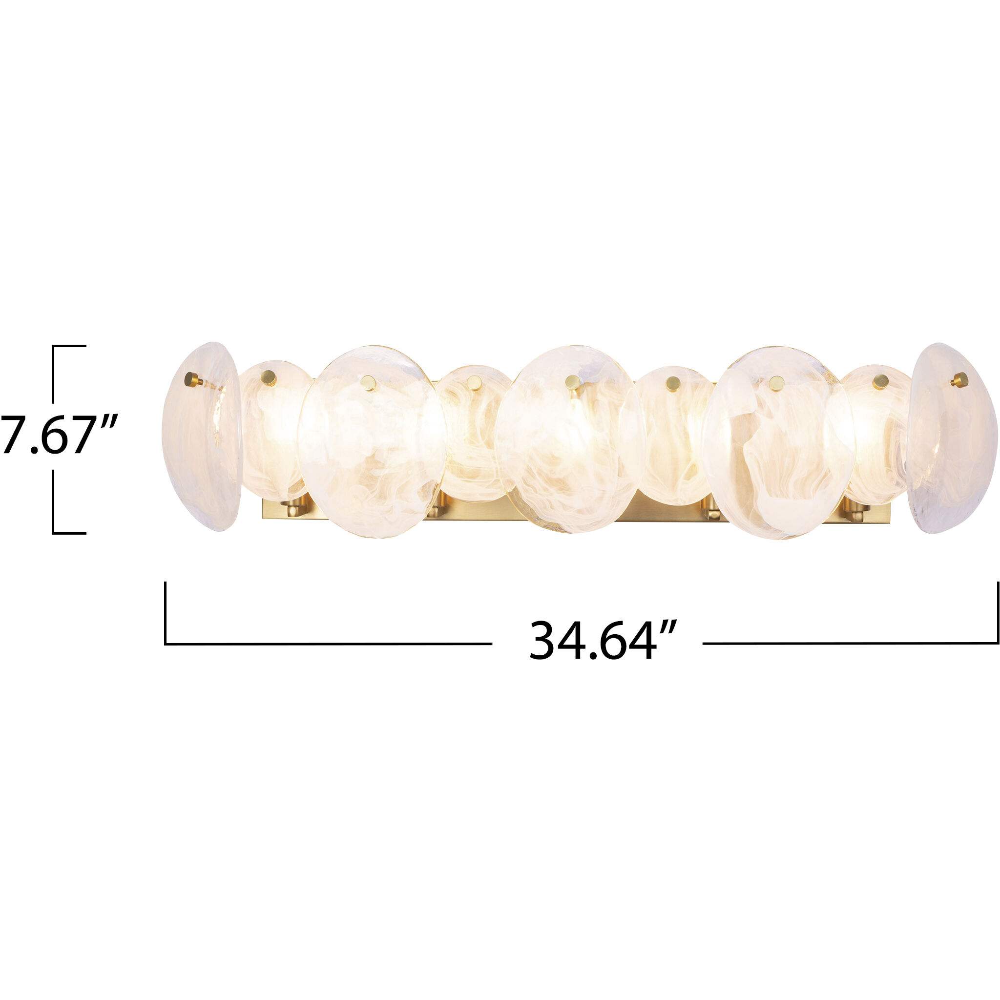 Lily 5 Light 34.64 inch Brushed Brass Bathroom Vanity Wall Light