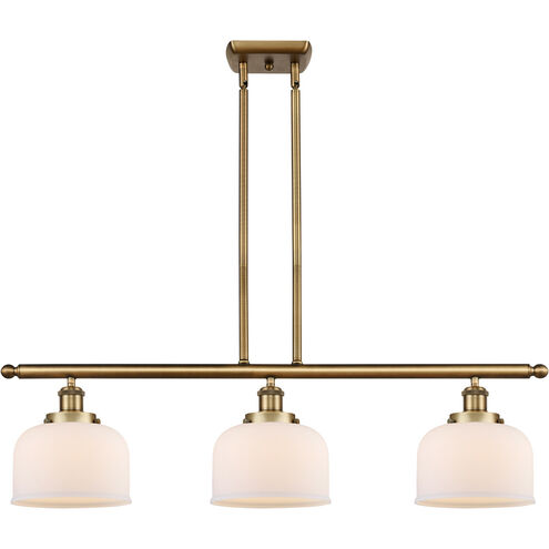 Ballston Large Bell LED 36 inch Brushed Brass Island Light Ceiling Light in Matte White Glass