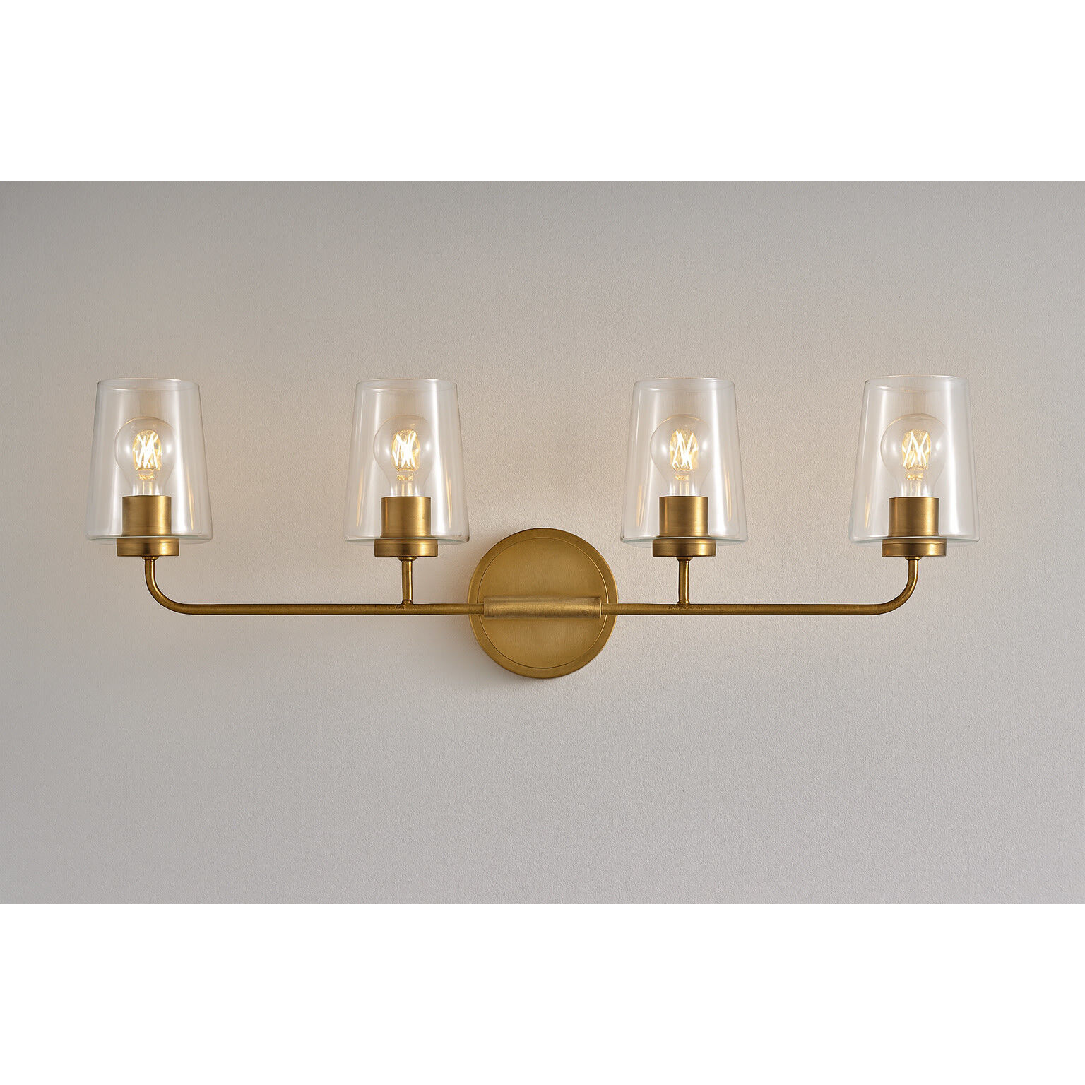 Kline 4 Light 33 inch Heritage Brass Bath Wall Light in Clear