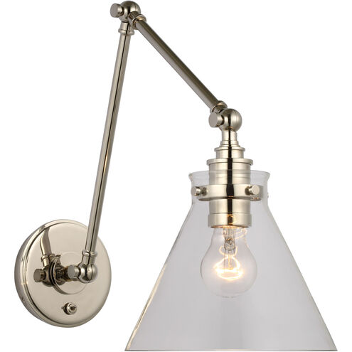 Chapman & Myers Parkington 15.5 inch 15.00 watt Polished Nickel Double Library Wall Light in Clear Glass