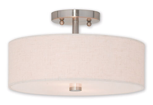 Meridian 2 Light 13 inch Brushed Nickel Semi-Flush Mount Ceiling Light