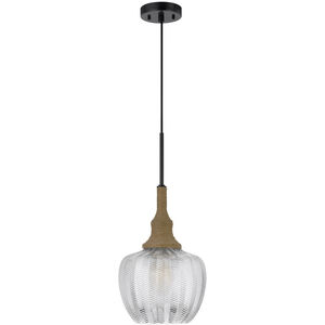 Monroe 1 Light 9.5 inch Burlap and Glass Pendant Ceiling Light, Mini Light Design