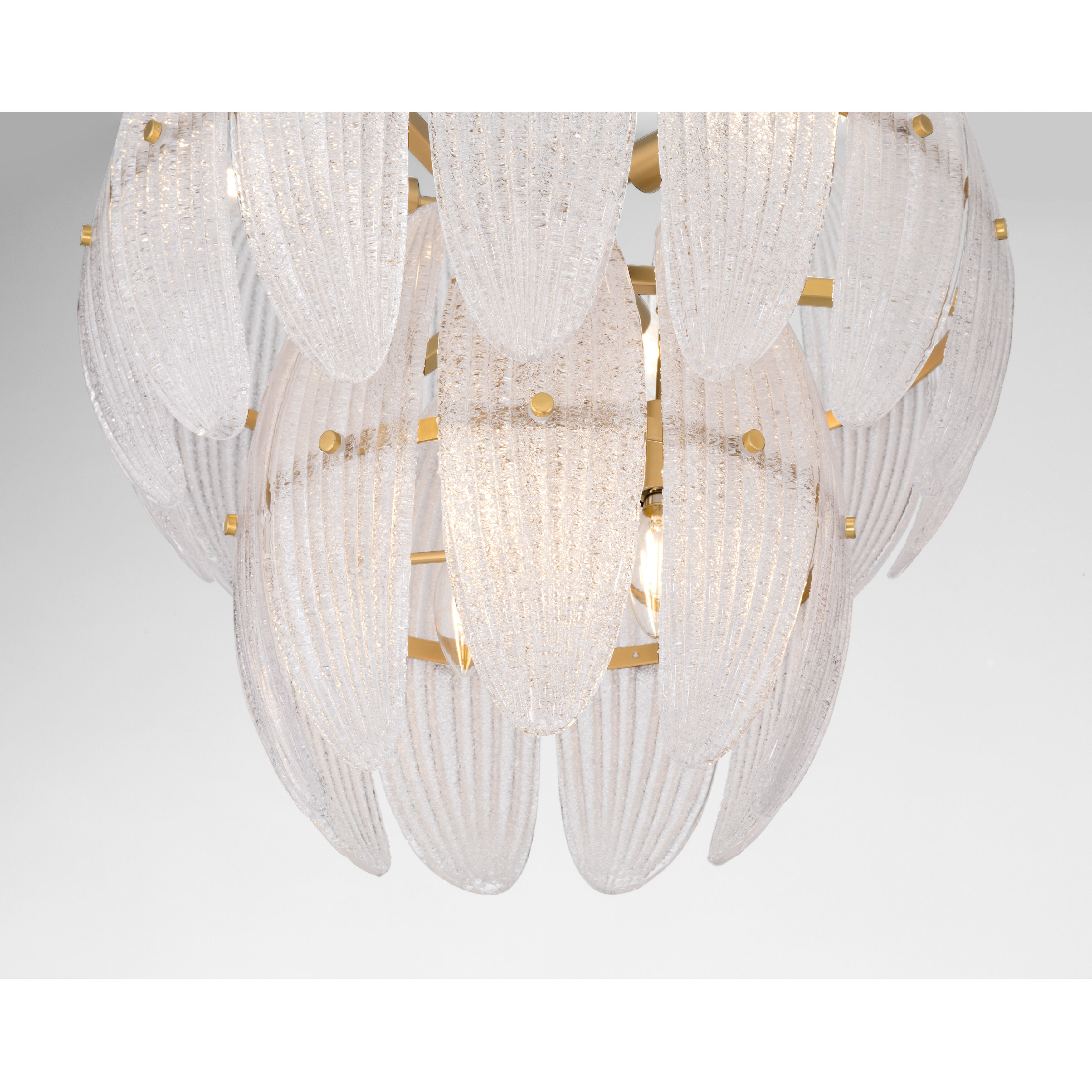 Marclaire 6 Light 19.75 inch Legacy Brass Pendant Ceiling Light in Clear Textured Handmade Glass