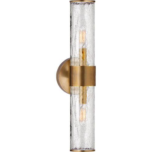 Kelly Wearstler Liaison 2 Light 5.25 inch Antique-Burnished Brass Bath Sconce Wall Light in Crackle Glass, Medium