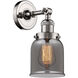 Franklin Restoration Small Bell LED 5 inch Polished Nickel Sconce Wall Light in Plated Smoke Glass, Franklin Restoration