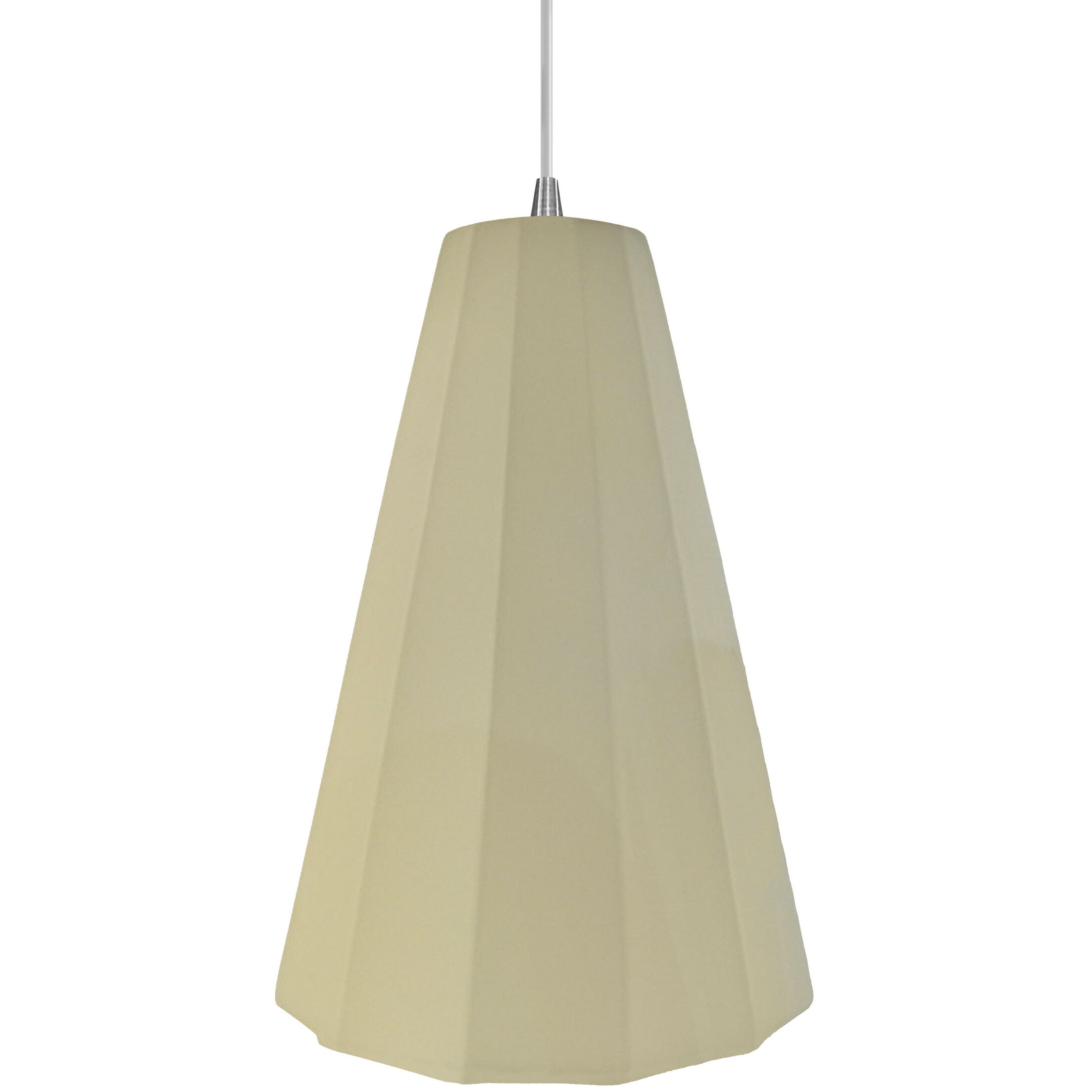 Radiance Collection - Fluted Pendant Ceiling Light in Brushed Nickel, White Cord, Replaceable Bulb, Vanilla Gloss, 9W x 13H, Form+Finish+Function