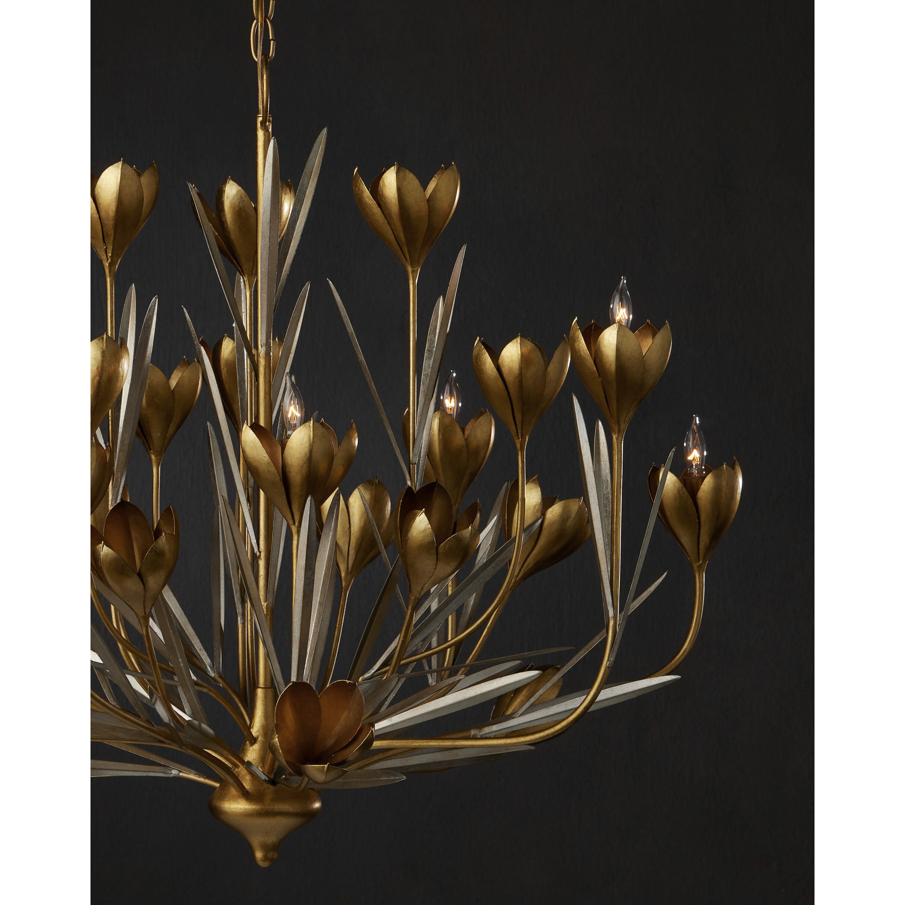 Hortensia 9 Light 32 inch Contemporary Gold Leaf/Contemporary Gold/Contemporary Silver Leaf Chandelier Ceiling Light