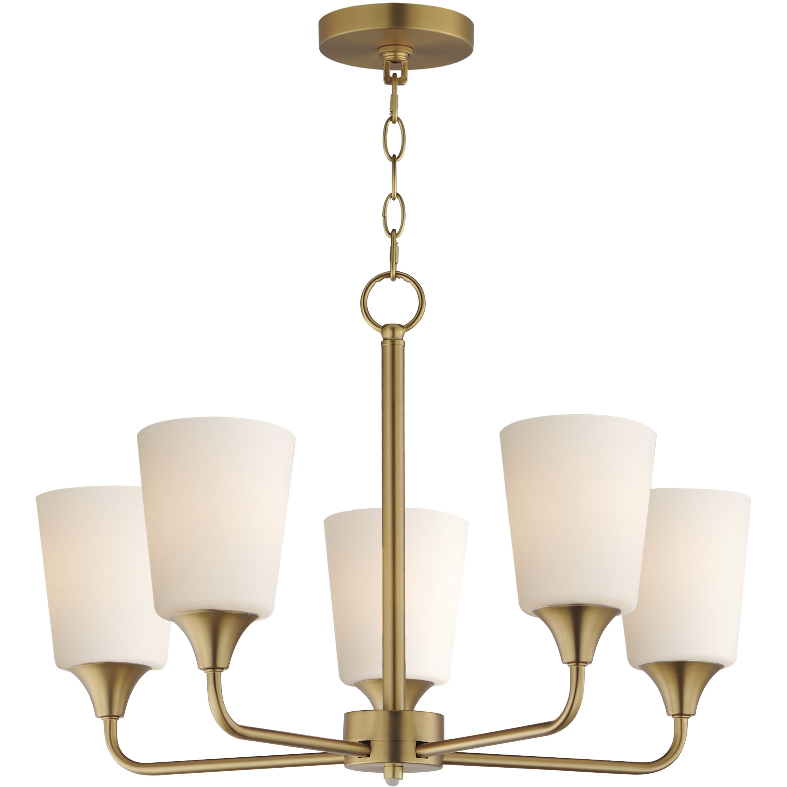 Hudson 5 Light 24 inch Natural Aged Brass Single-Tier Chandelier Ceiling Light in Satin White