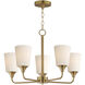 Hudson 5 Light 24 inch Natural Aged Brass Single-Tier Chandelier Ceiling Light in Satin White