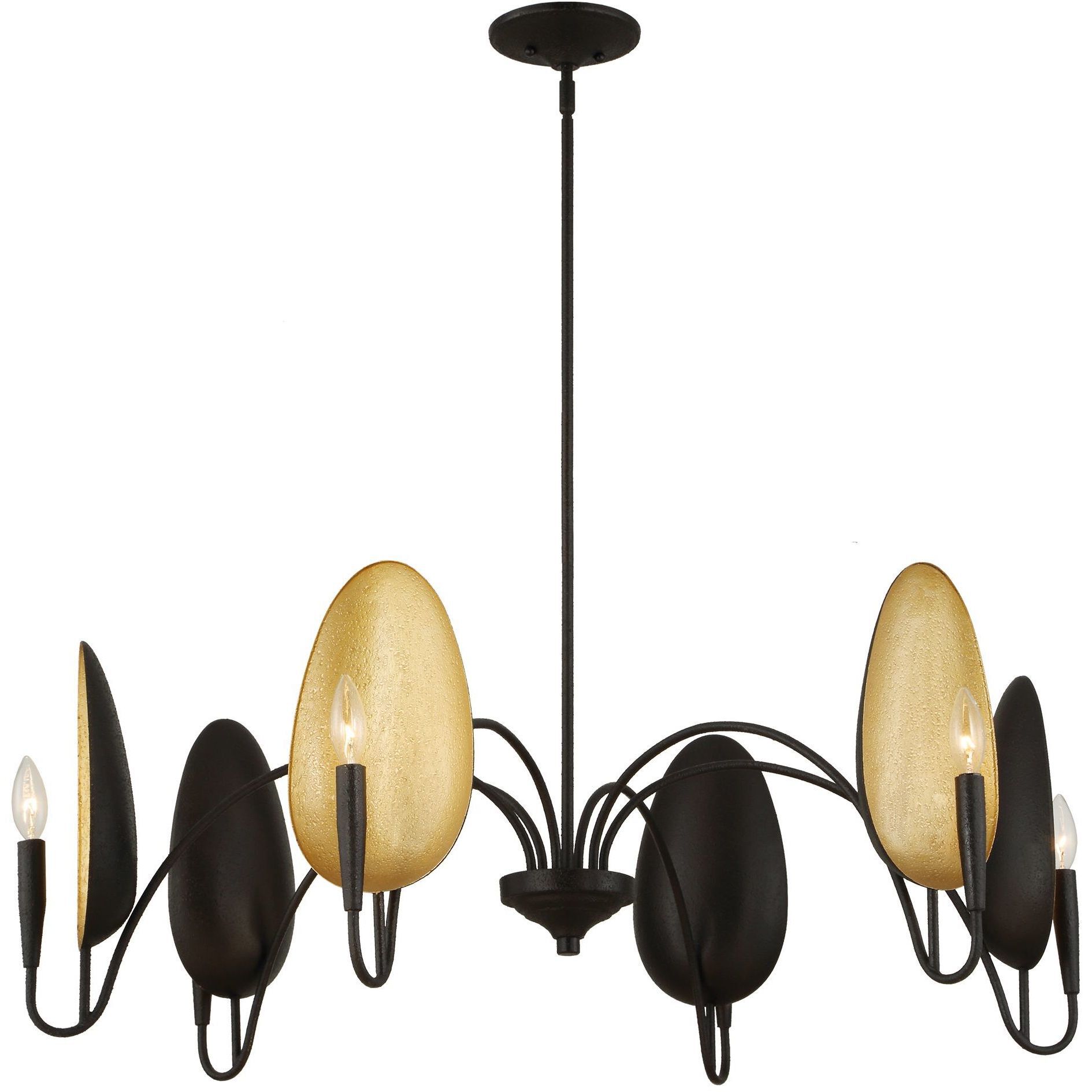 Warwick 6 Light 41.5 inch Black and Gold Textured Chandelier Ceiling Light