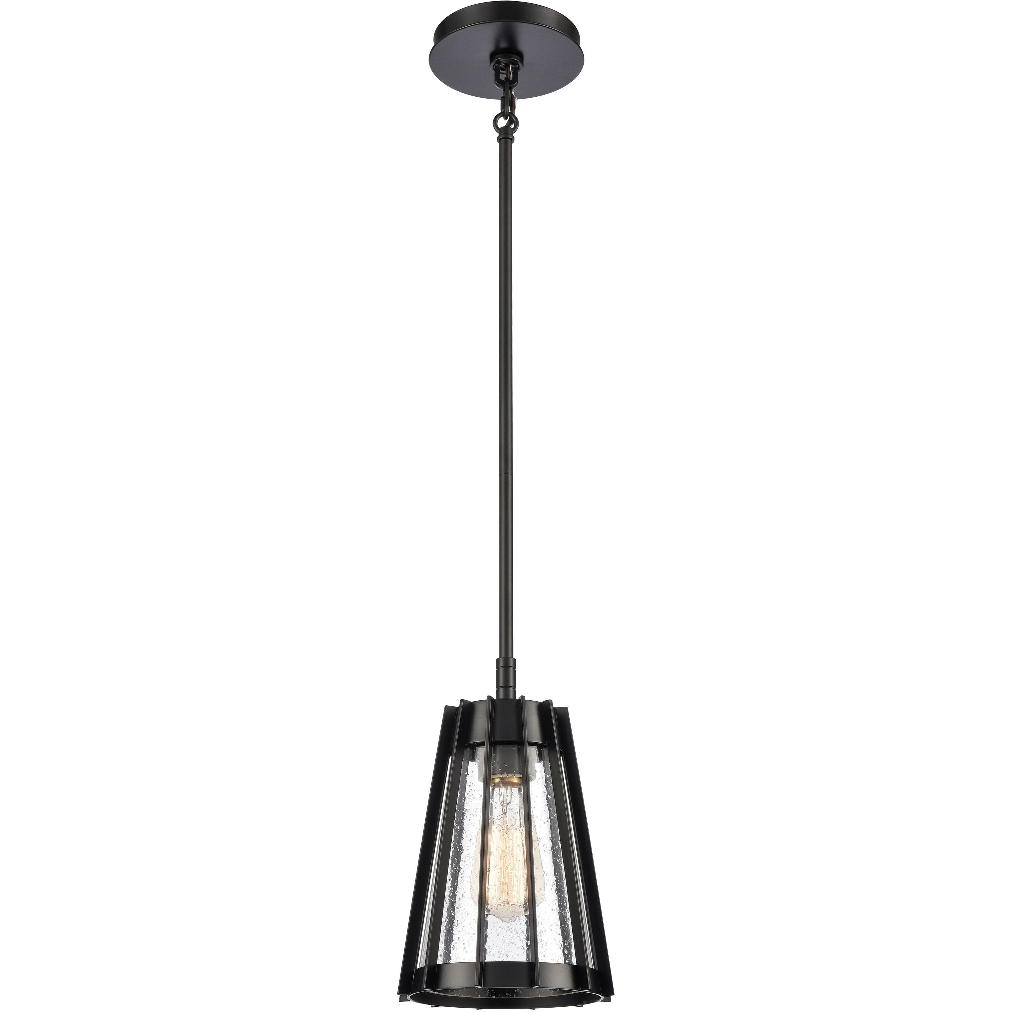 Open Louvers 1 Light 6.75 inch Matte Black Mini Pendant Ceiling Light