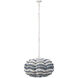 Clamshell 4 Light 27 inch Blue and White Wood Beads Chandelier Ceiling Light, Small