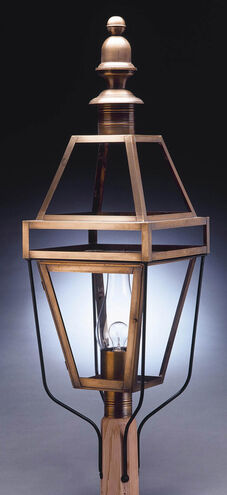 Boston 1 Light 43 inch Antique Brass Post Lamp in Clear Glass, One 75W Medium with Chimney