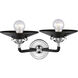 Nouveau Railroad 2 Light 16 inch Black Polished Nickel Bath Vanity Light Wall Light in Matte Black, Nouveau