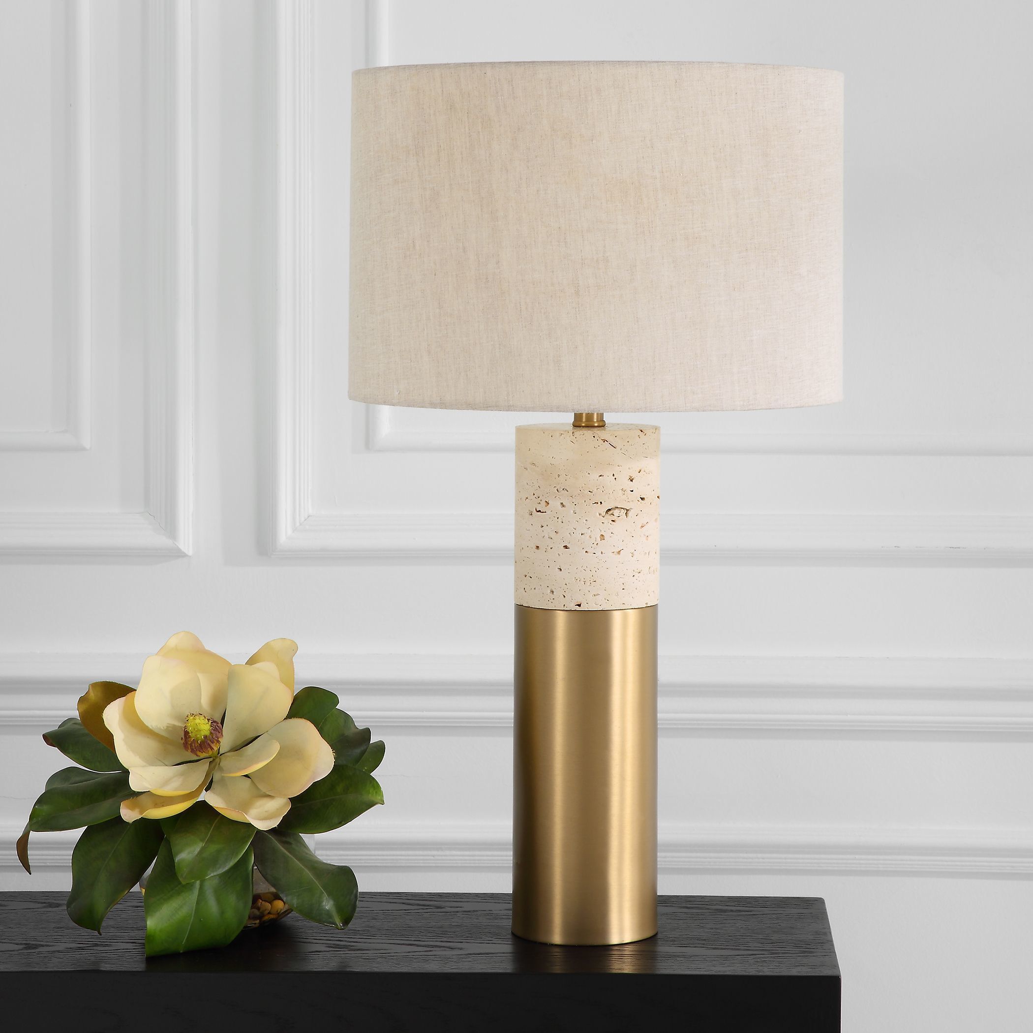 Uttermost Gravitas Elegant Brass Stone Table Lamp
