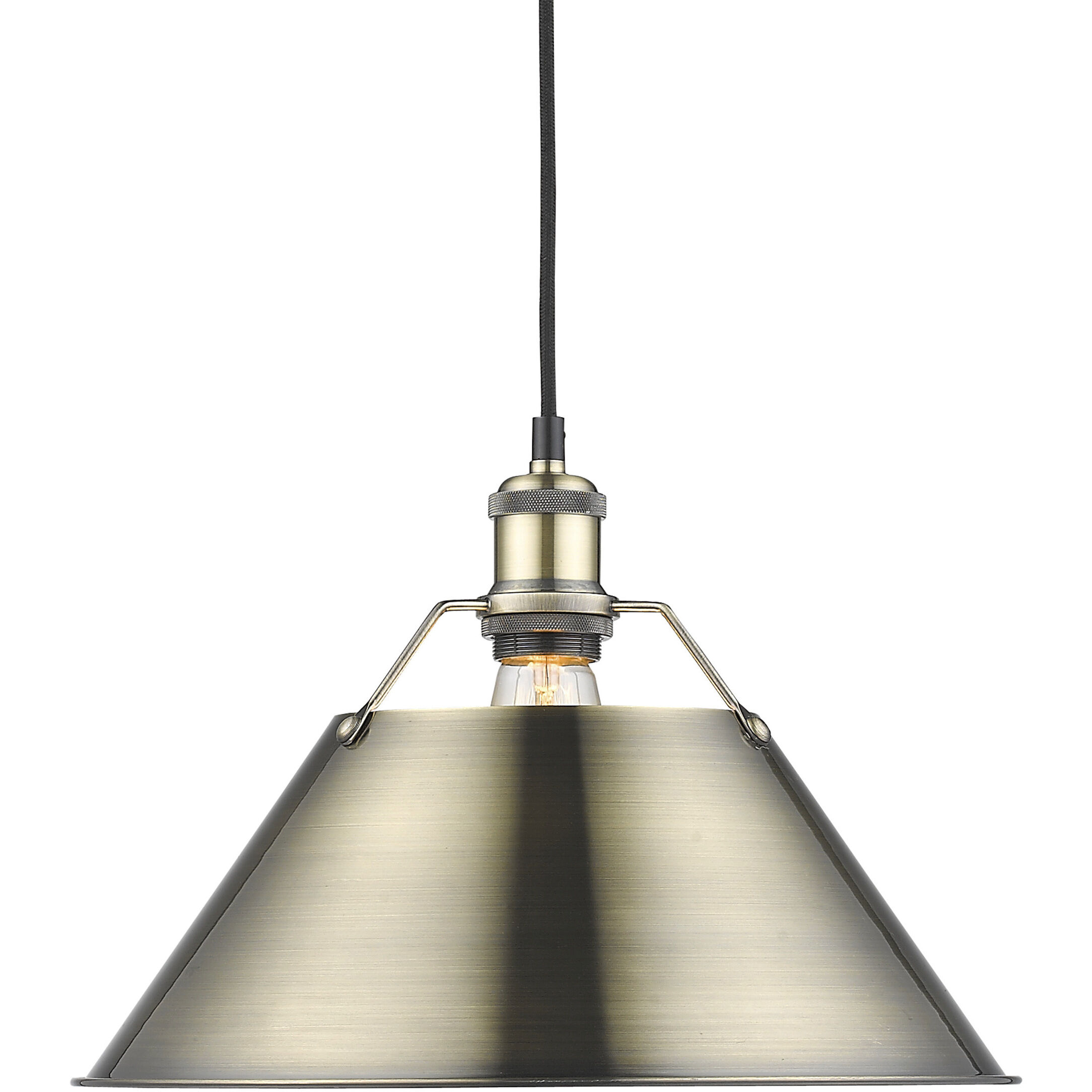 Yep Orwell 1 Light 14 inch Aged Brass Pendant Ceiling Light in Matte Black, Large