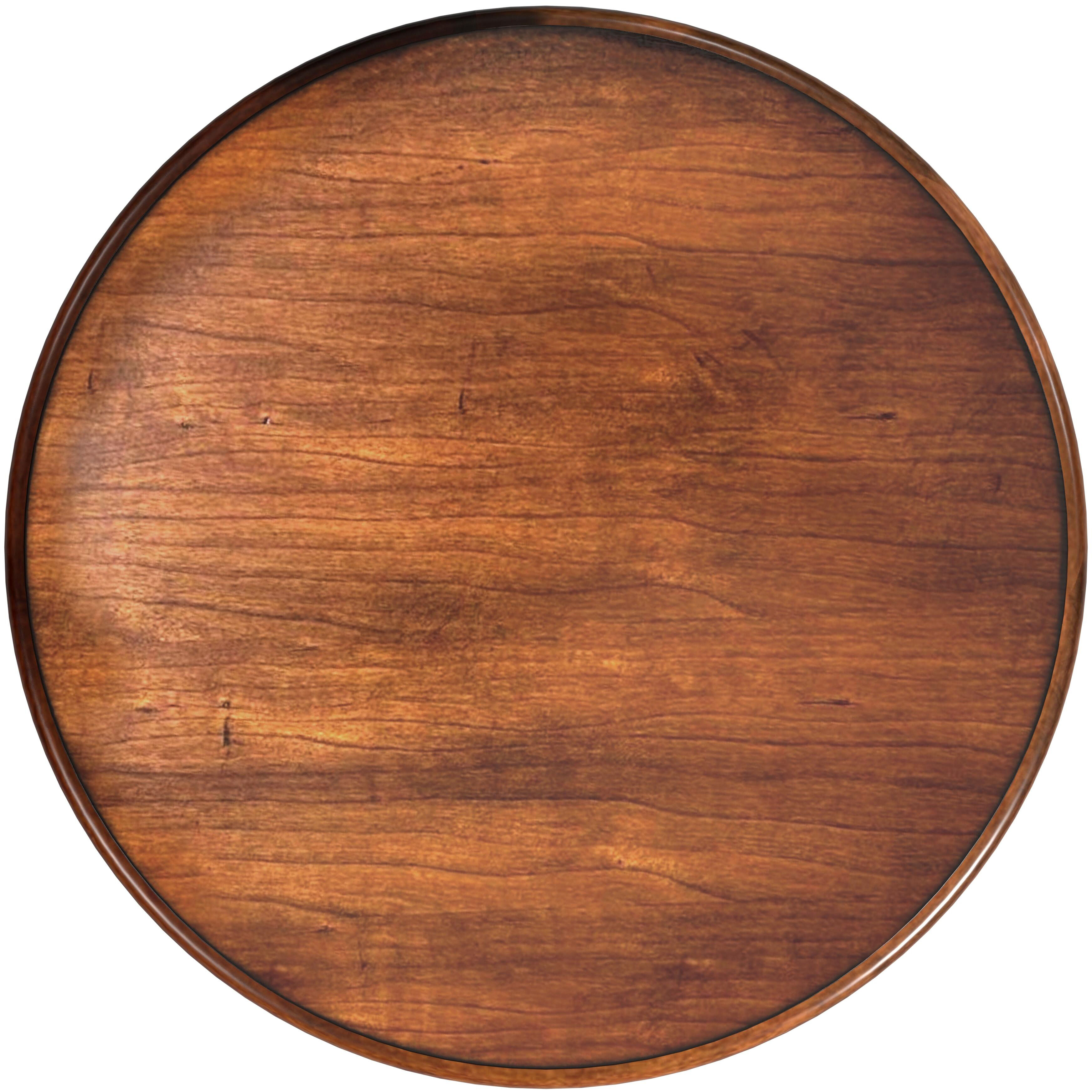 Jules 1-Drawer Round End Table in Medium Brown