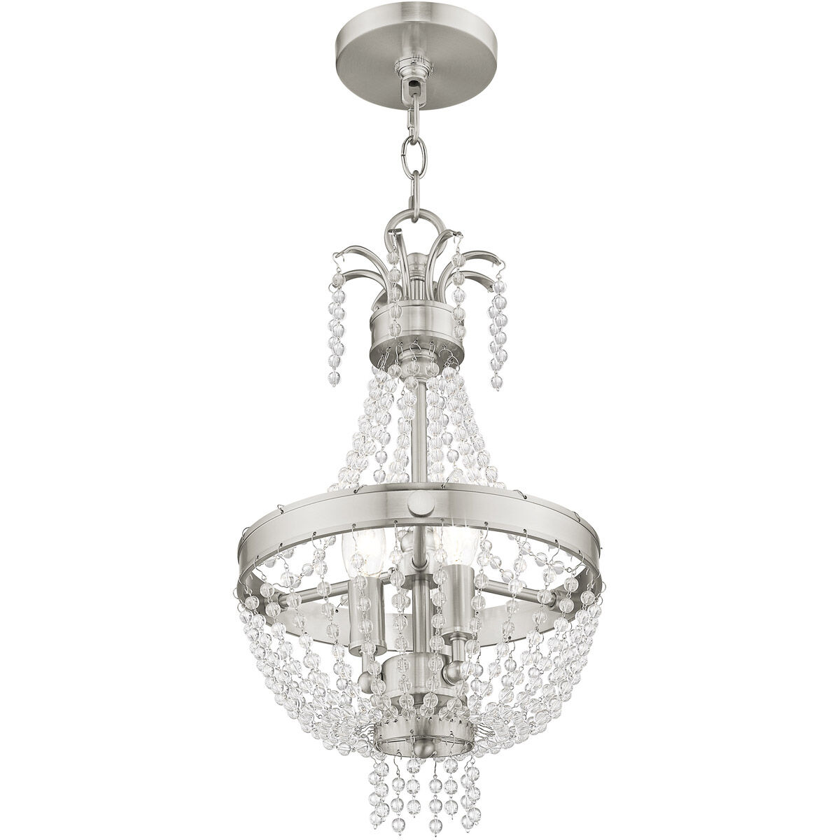 Valentina 3 Light 10 inch Brushed Nickel Pendant Ceiling Light