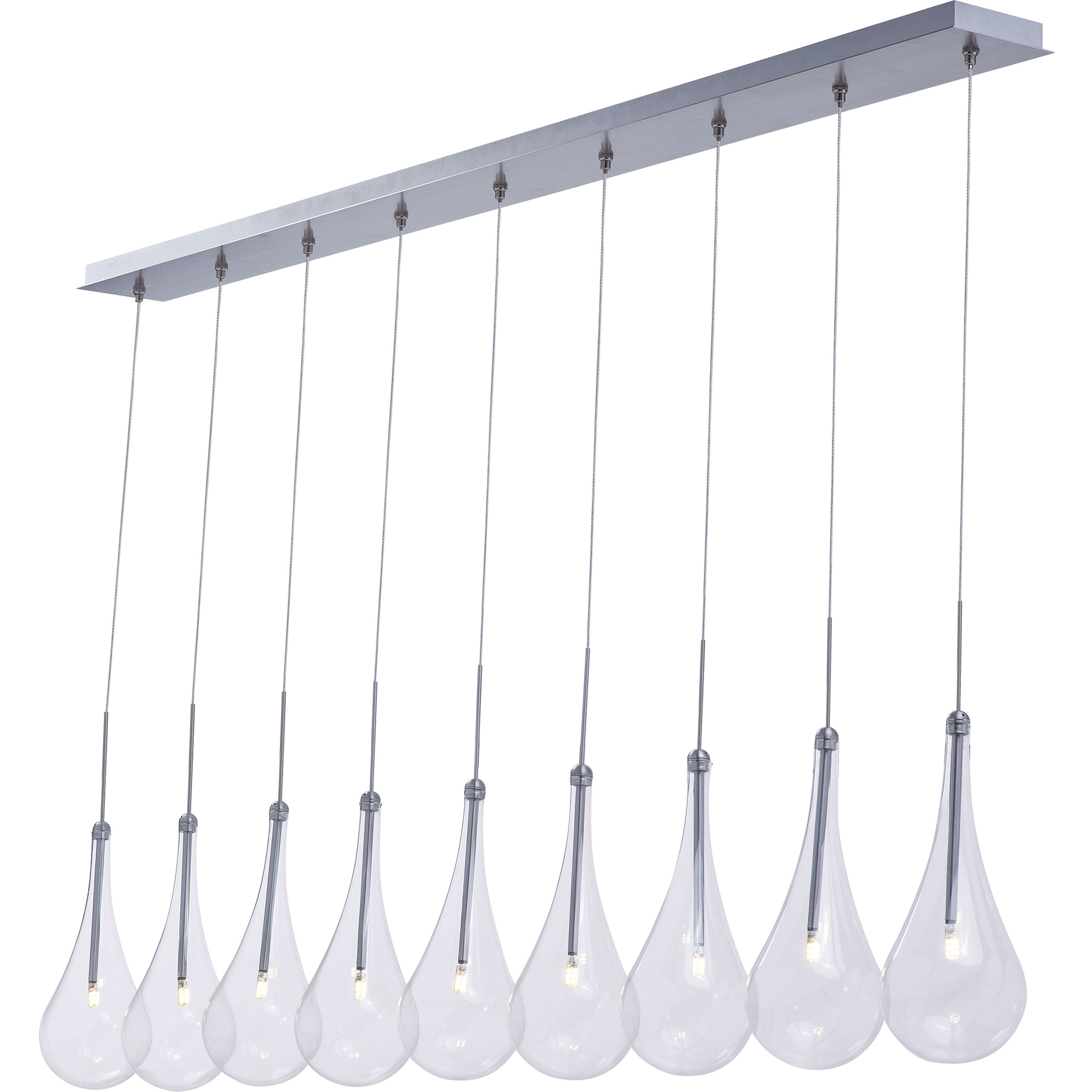 Collier LED 58 inch Polished Chrome Linear Pendant Ceiling Light, item CAN NOT be installed on a sloped ceiling due to canopy