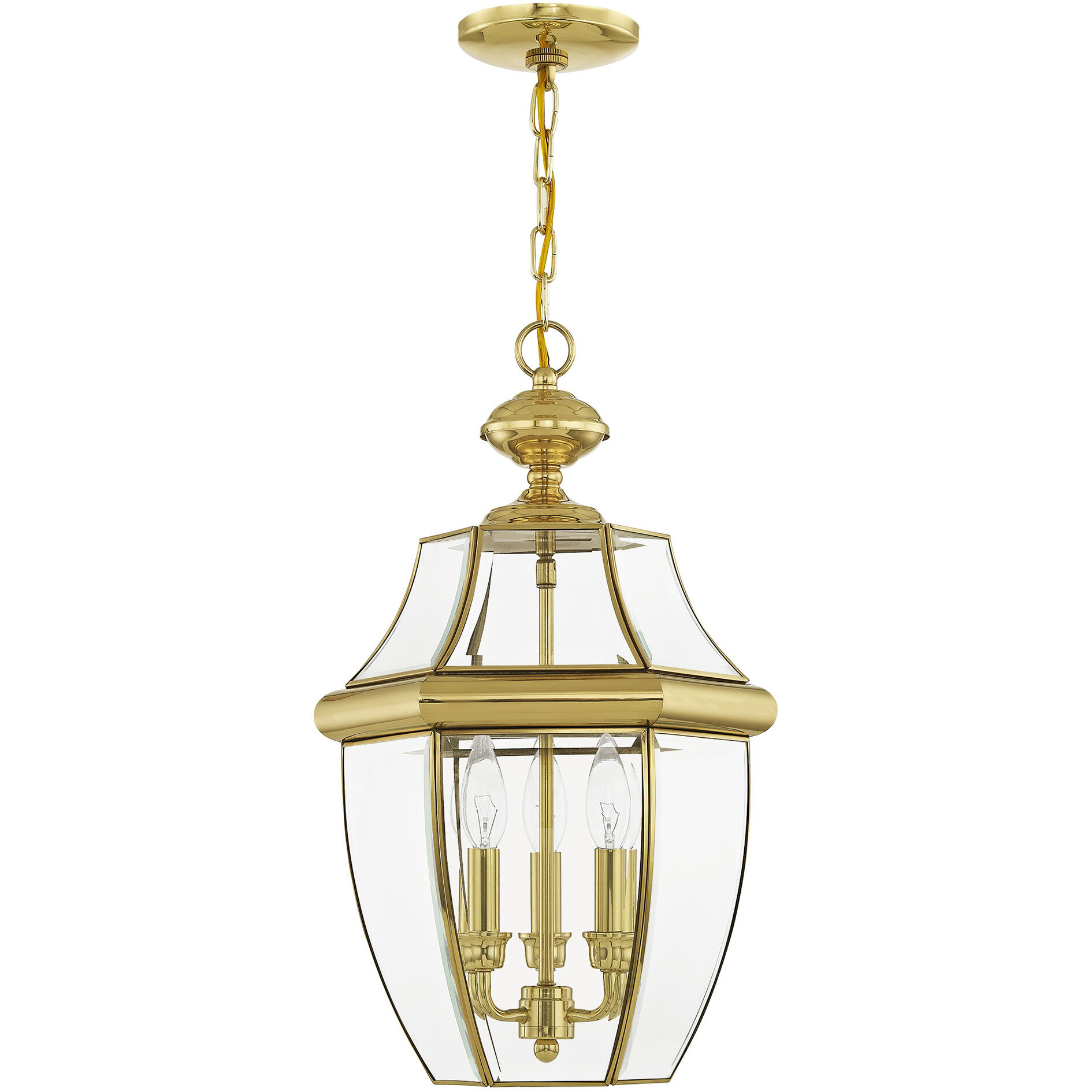 Monterey 3 Light 13 inch Polished Brass Outdoor Pendant Lantern