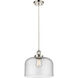 Ballston X-Large Bell 1 Light 12 inch Polished Nickel Mini Pendant Ceiling Light in Seedy Glass