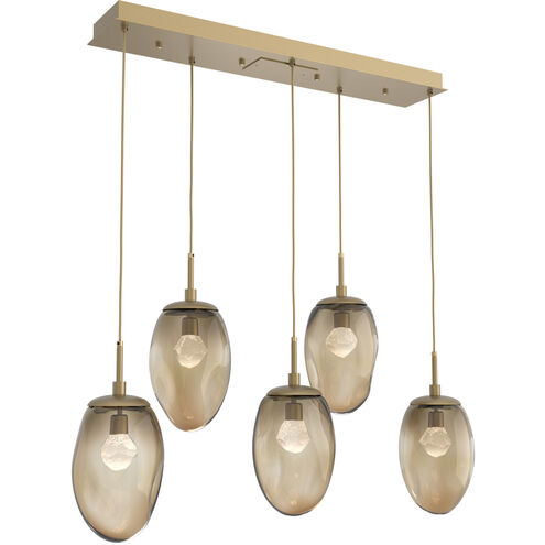 Meteo LED LED Gilded Brass Linear Pendant Ceiling Light in 2700K LED, Zircon Inner - Bronze Outer, Multi-Port