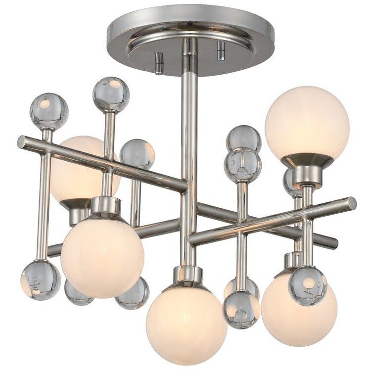 Mercer LED 16 inch Polished Nickel Semi Flush Pendant Ceiling Light