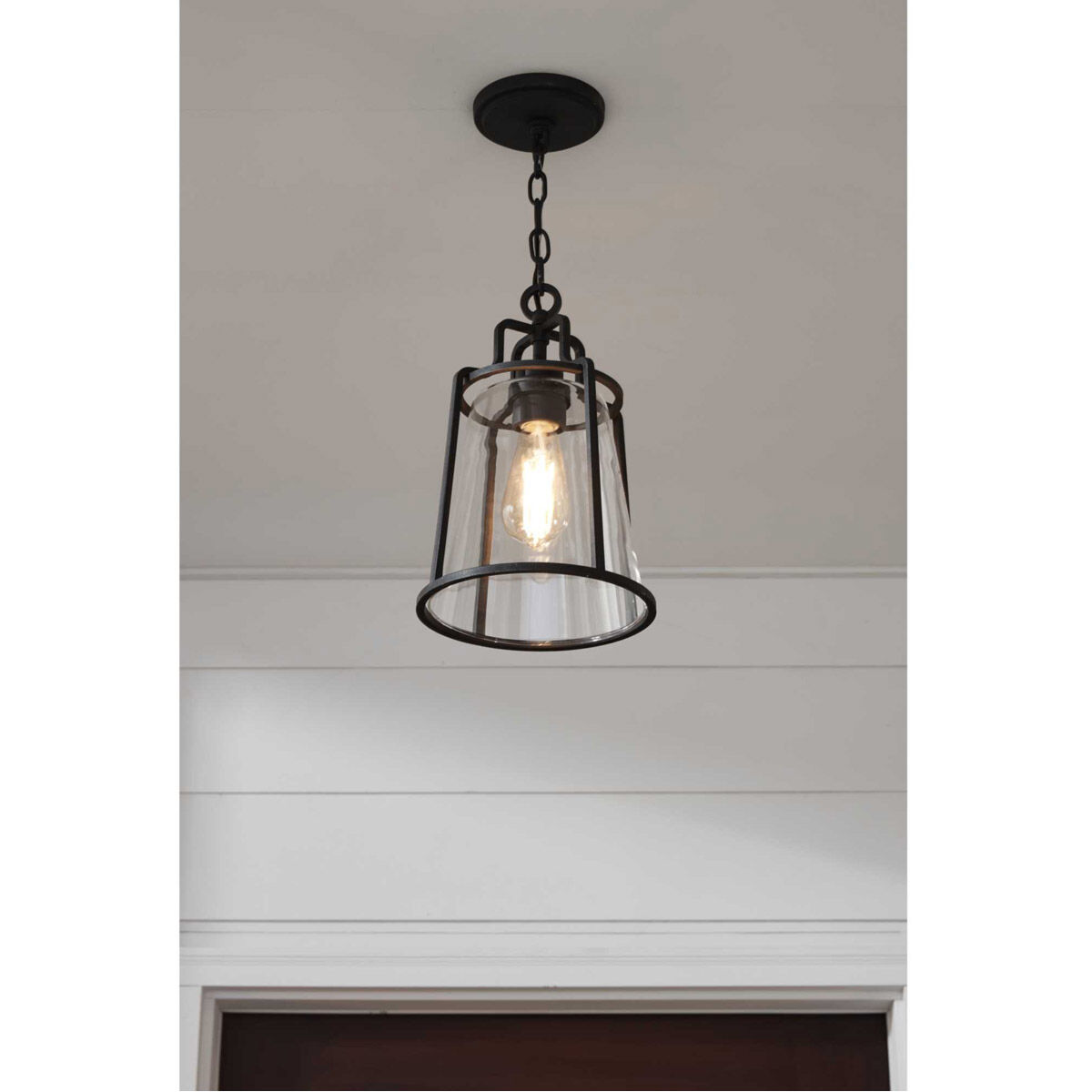 Benton Harbor 1 Light 9 inch Textured Black Outdoor Hanging Lantern, with DURASHIELD