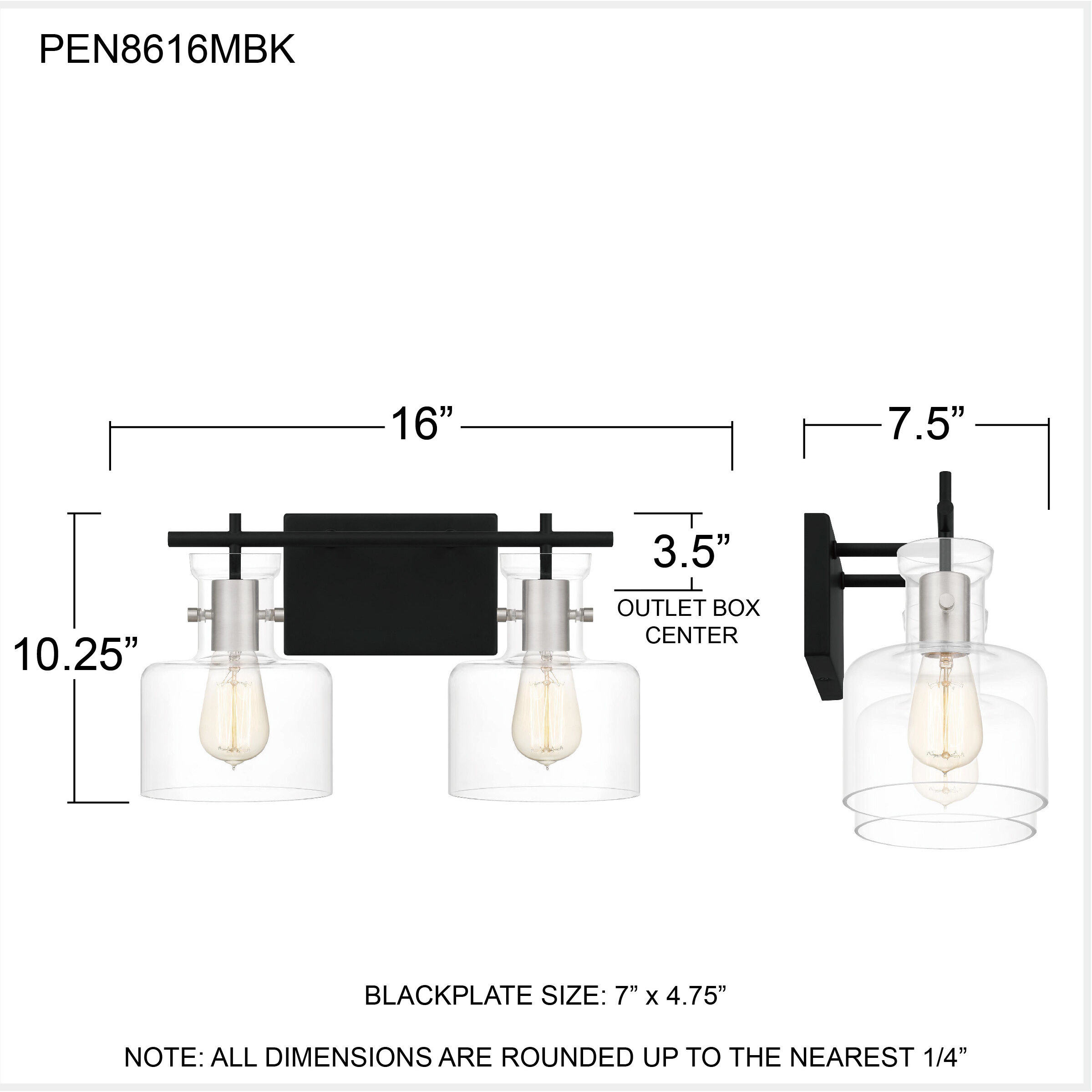 Pensbury 2 Light 16 inch Matte Black Bath Light Wall Light