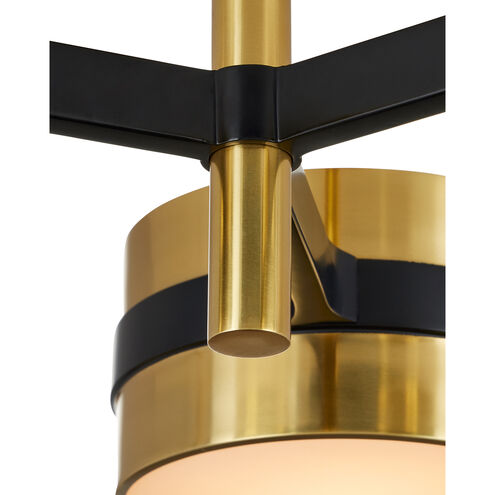 Heybrook 3 Light 26 inch Polished Brass/Black/White Semi-Flush Mount Ceiling Light
