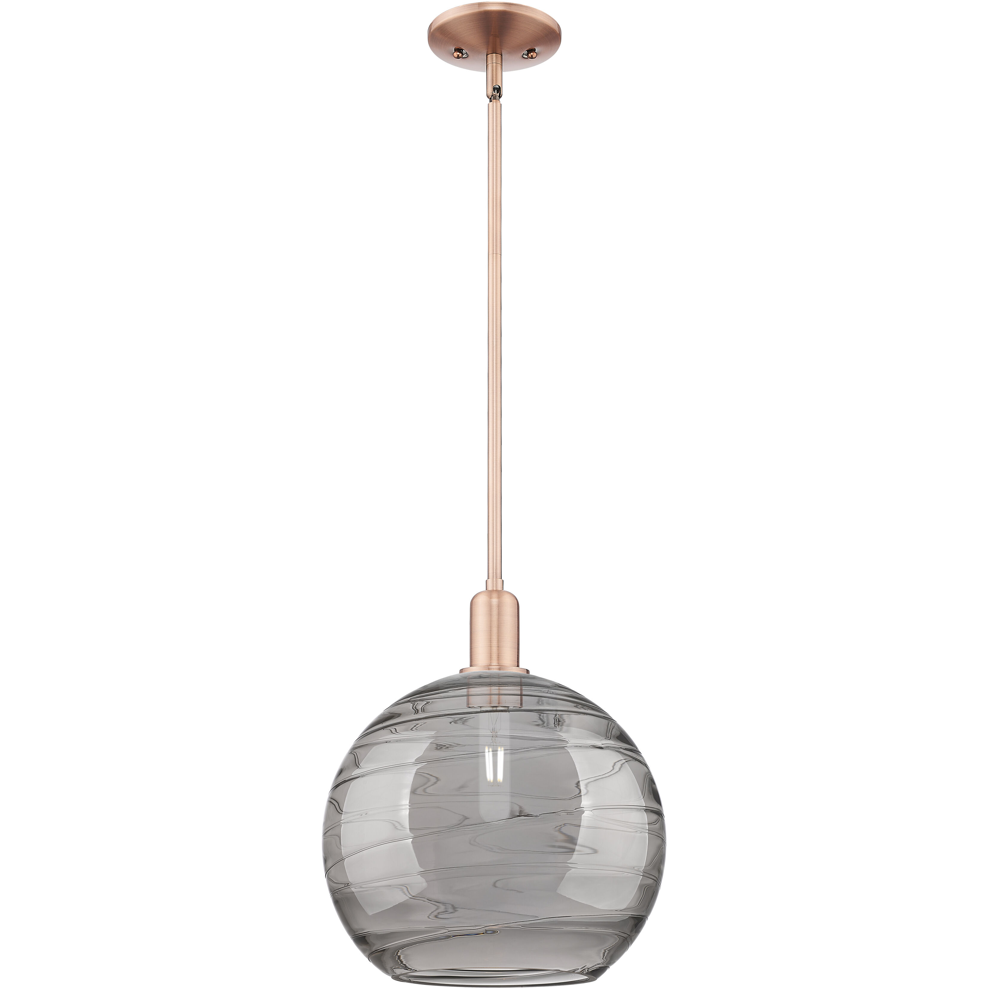 Arcadia Athens Deco Swirl 1 Light 12 inch Antique Copper Mini Pendant Ceiling Light