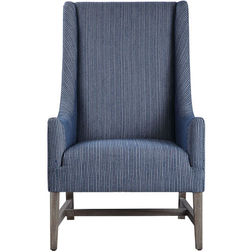 Galiot Blue and White Fabric with Natural Wood Accent Chair