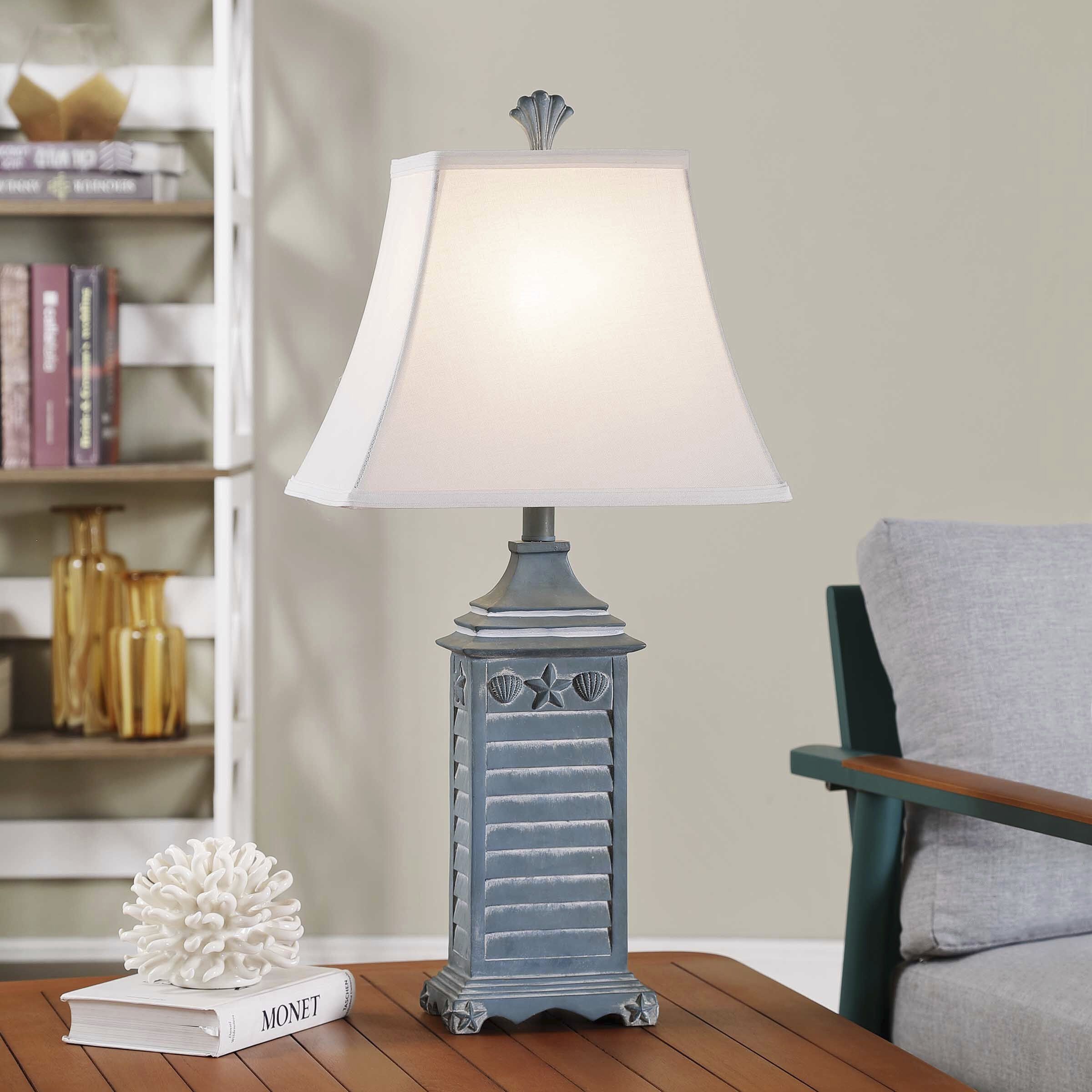 Longboat Key Shutter 28 inch 60.00 watt Stormy Deep Blue Table Lamp Portable Light