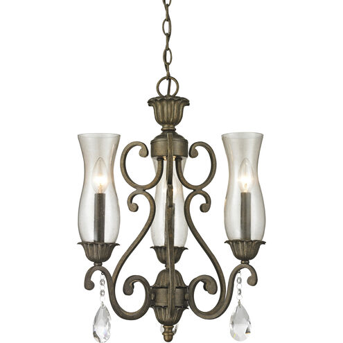 Melina 3 Light 17 inch Golden Bronze Chandelier Ceiling Light in Cognac Seedy Glass