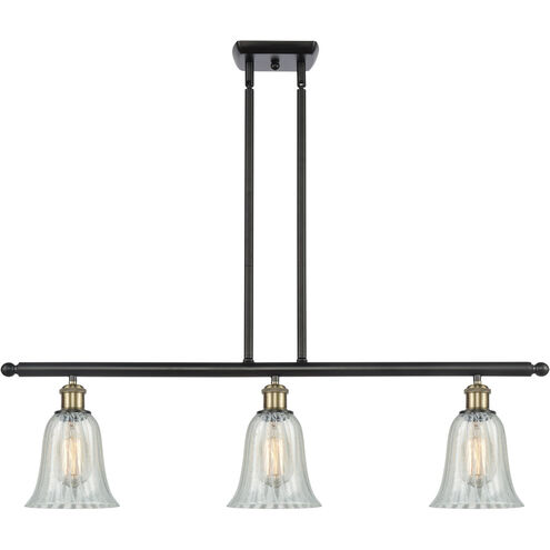 Ballston Hanover 3 Light 36 inch Black Antique Brass Island Light Ceiling Light in Mouchette Glass, Ballston