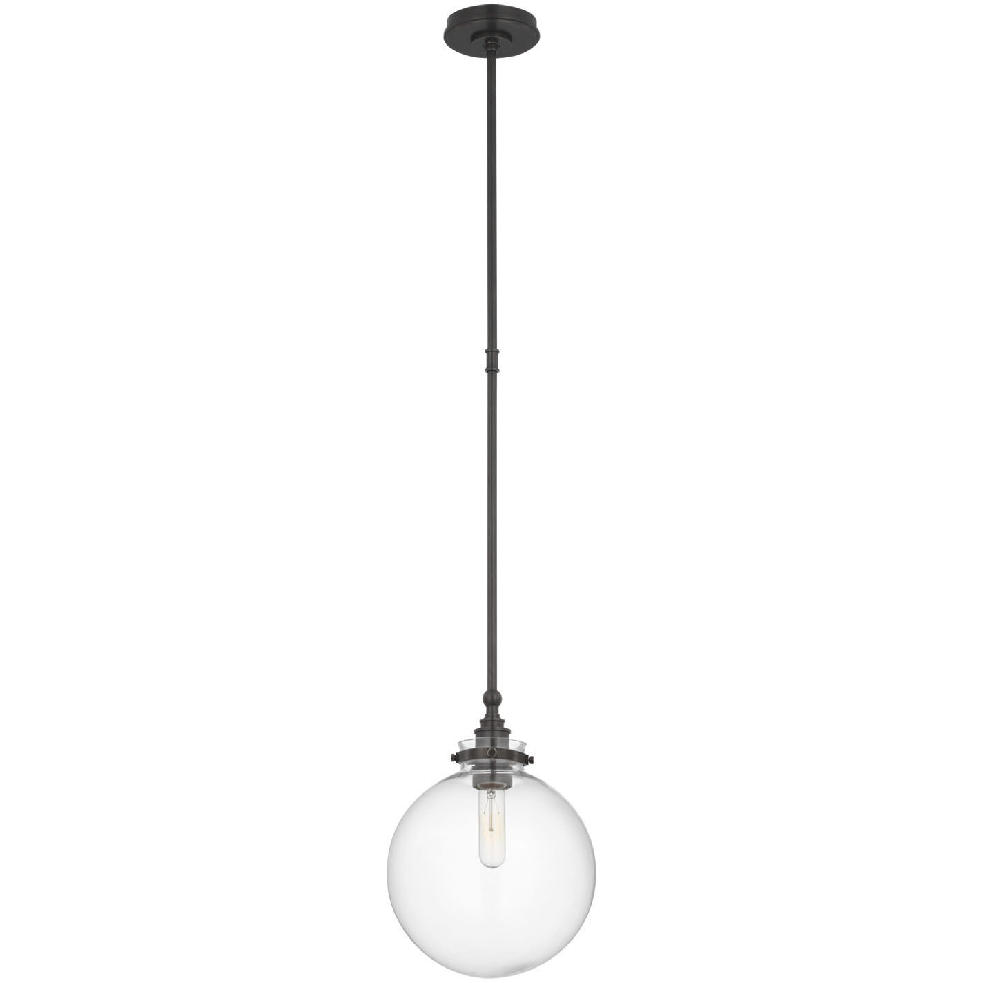 Chapman & Myers Parkington LED 10 inch Bronze Globe Pendant Ceiling Light in Clear Glass