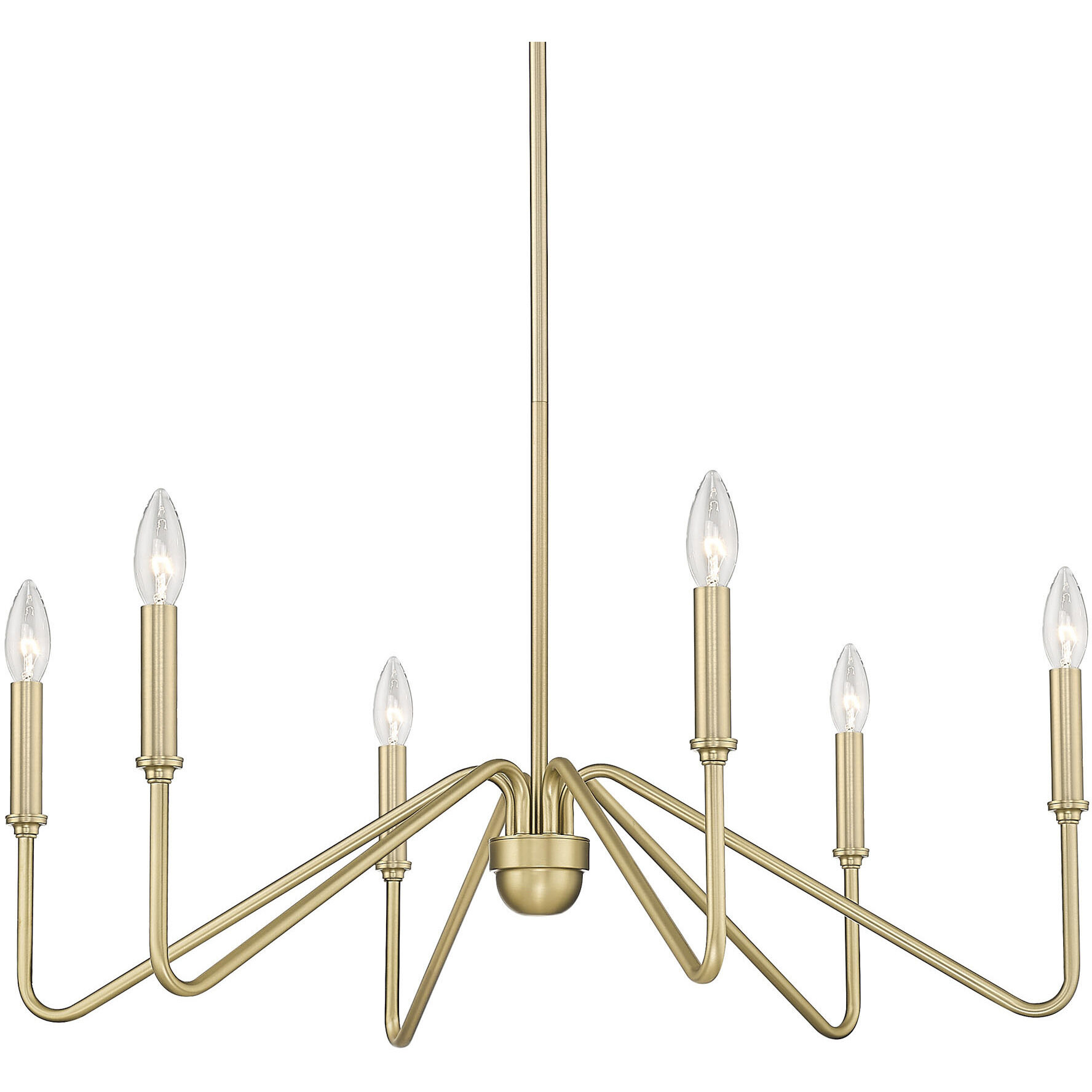 Yep Kennedy 6 Light 29.75 inch Brushed Champagne Brass Chandelier Ceiling Light in No Shade