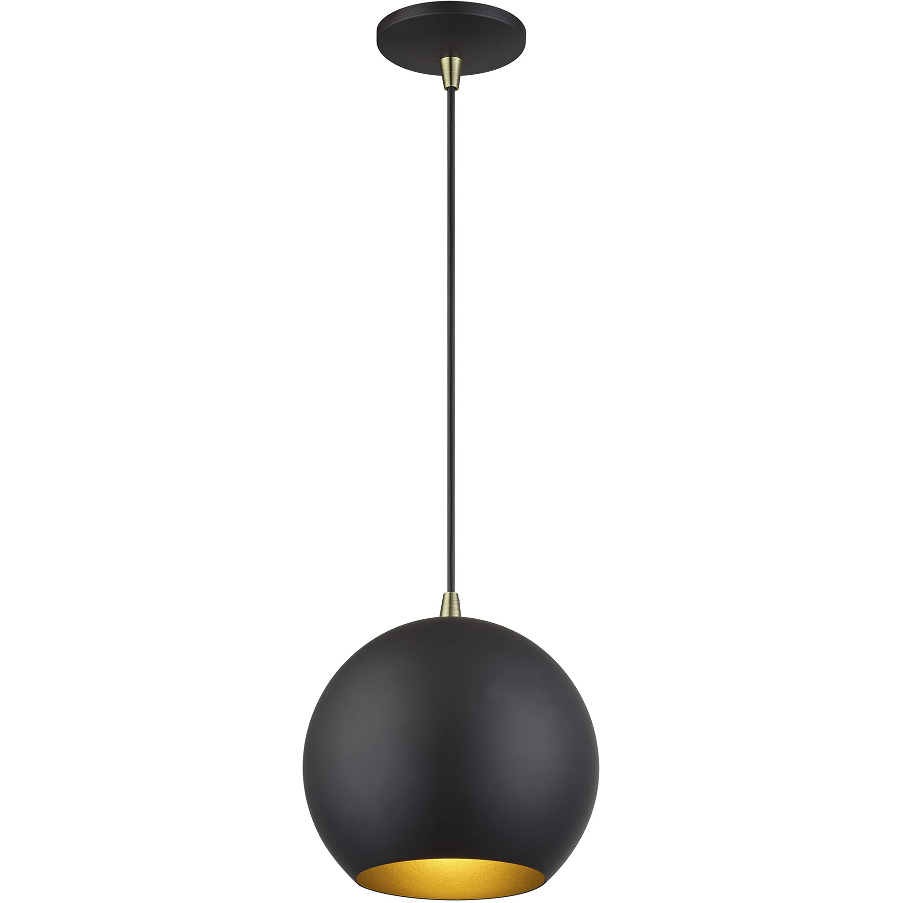 Kuppola 9.25 inch Bronze with Antique Brass Accents Pendant Ceiling Light, Globe