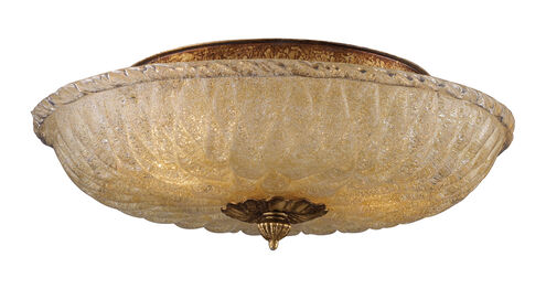 Providence 2 Light 15 inch Antique Gold Leaf Flush Mount Ceiling Light