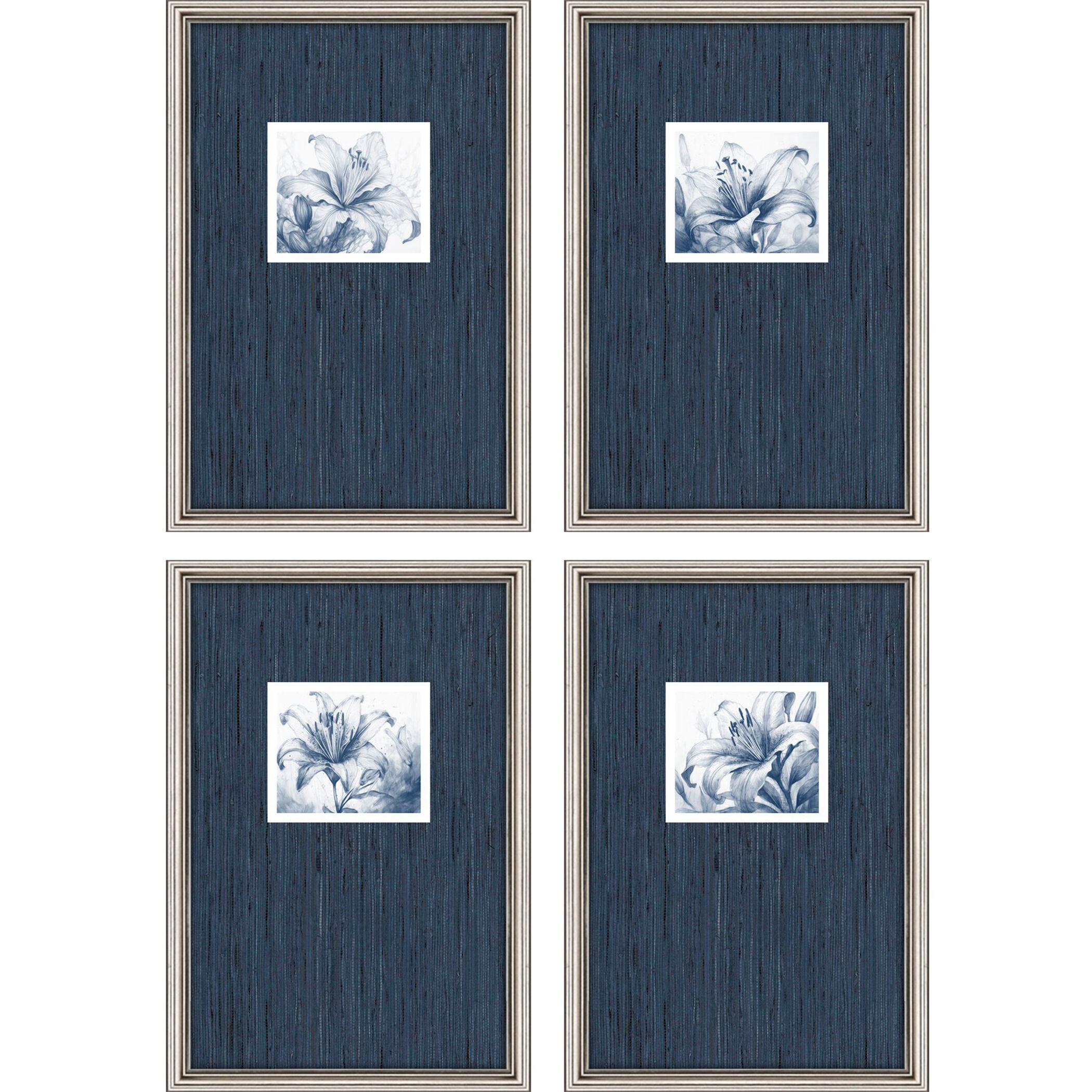 Lilies Blue and White Framed Art