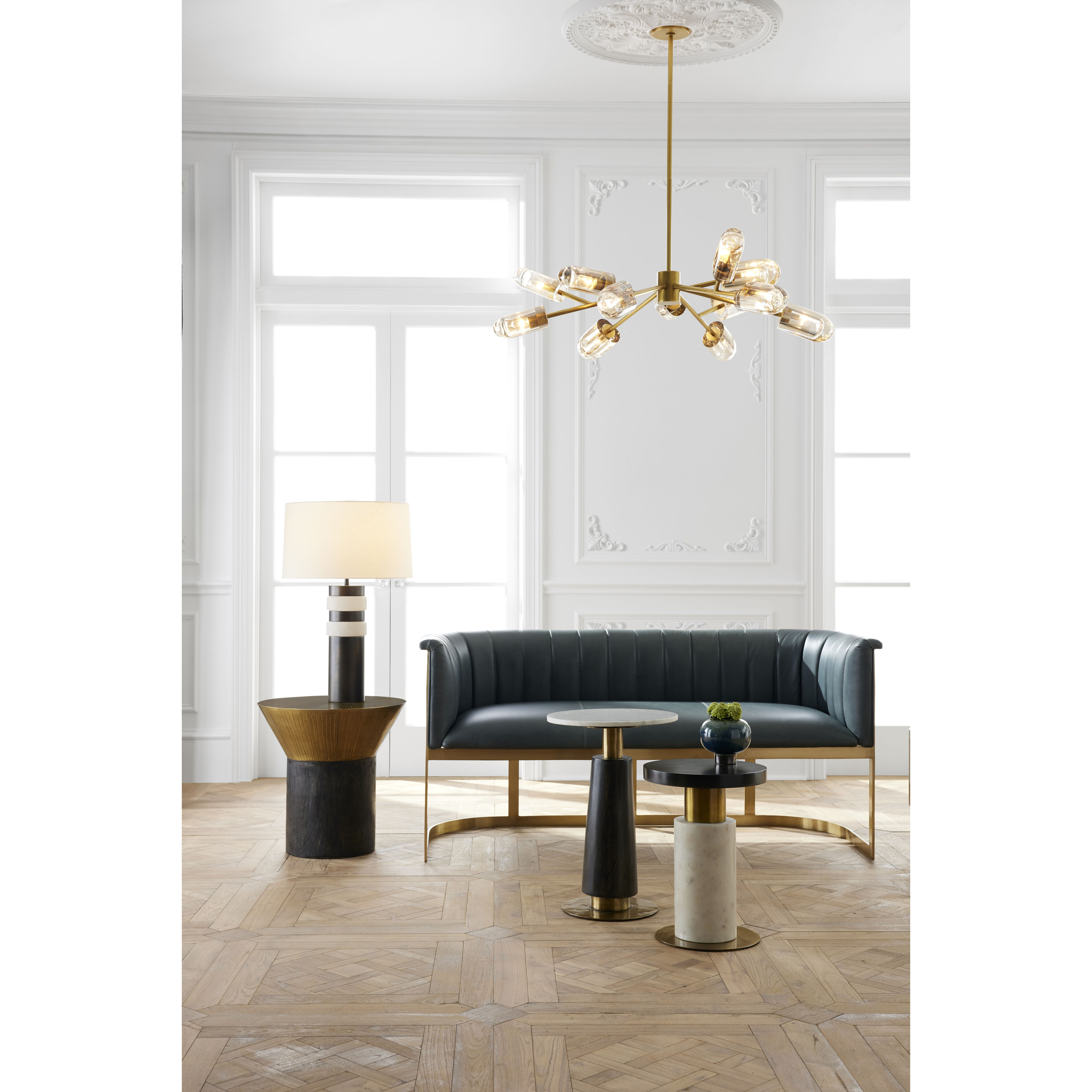 Javier 12 Light 44 inch Champagne and Antique Brass Chandelier Ceiling Light