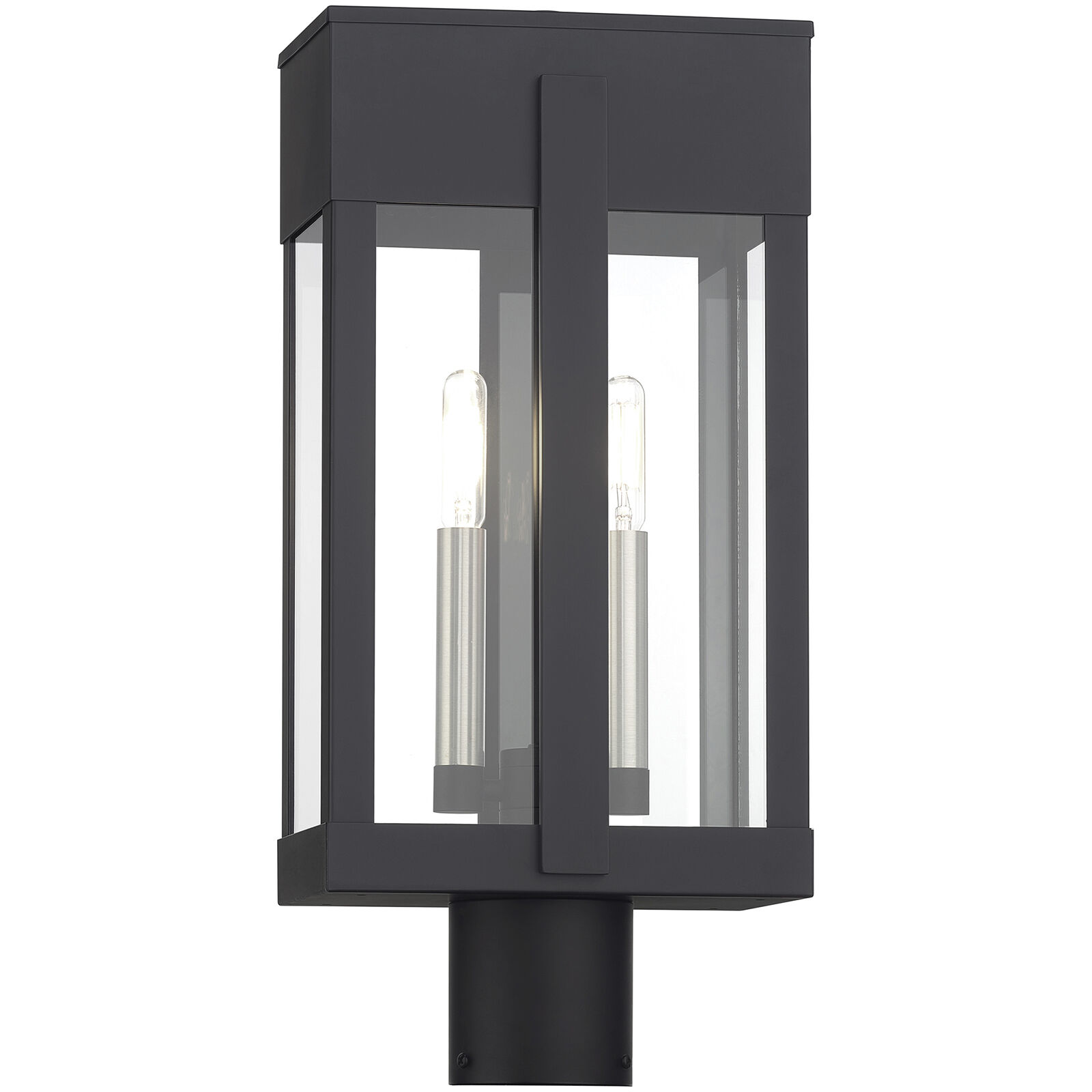 Berksford 2 Light 18.5 inch Black with Brushed Nickel Candles Outdoor Post Top Lantern