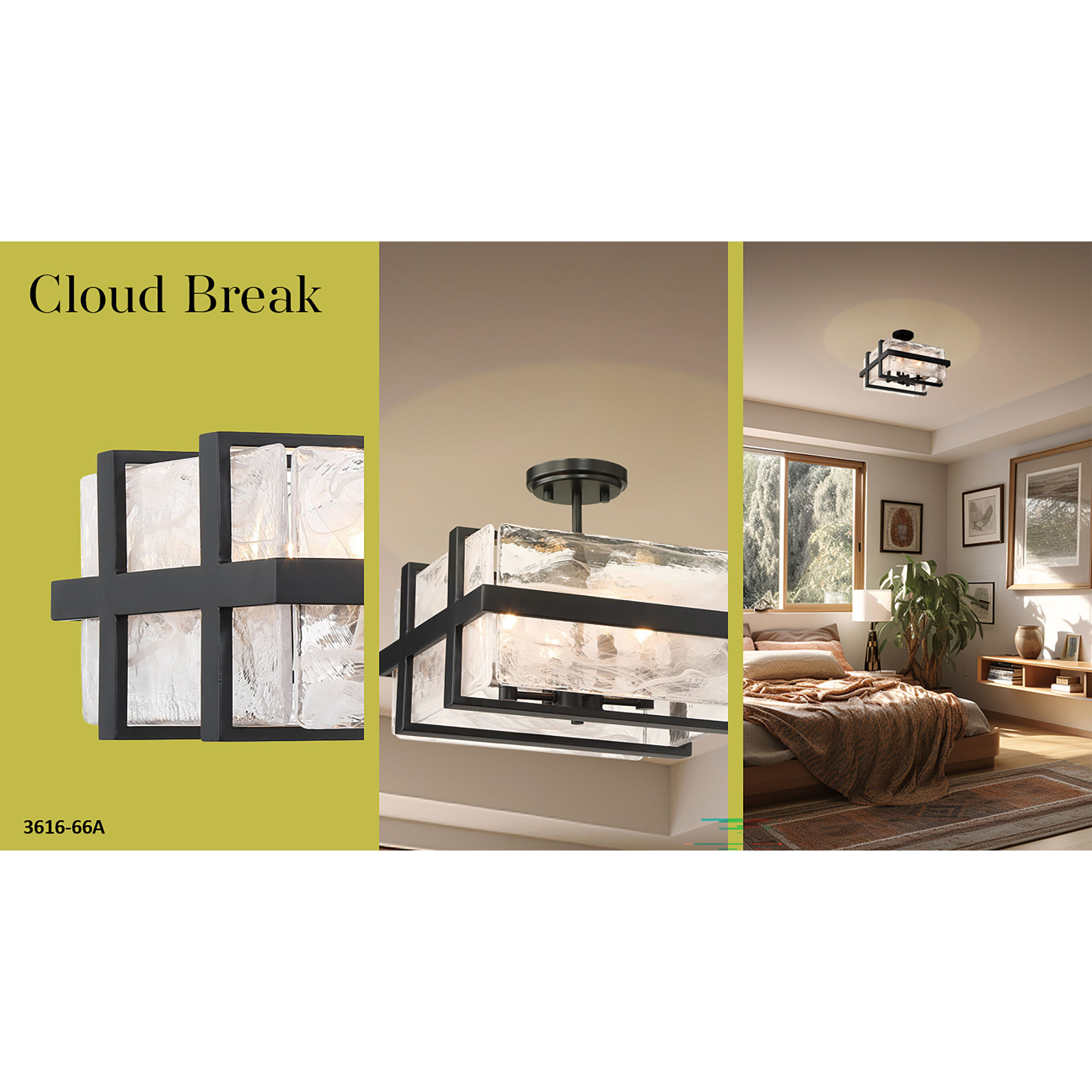 Cloud Break 4 Light 15 inch Coal Semi Flush Ceiling Light