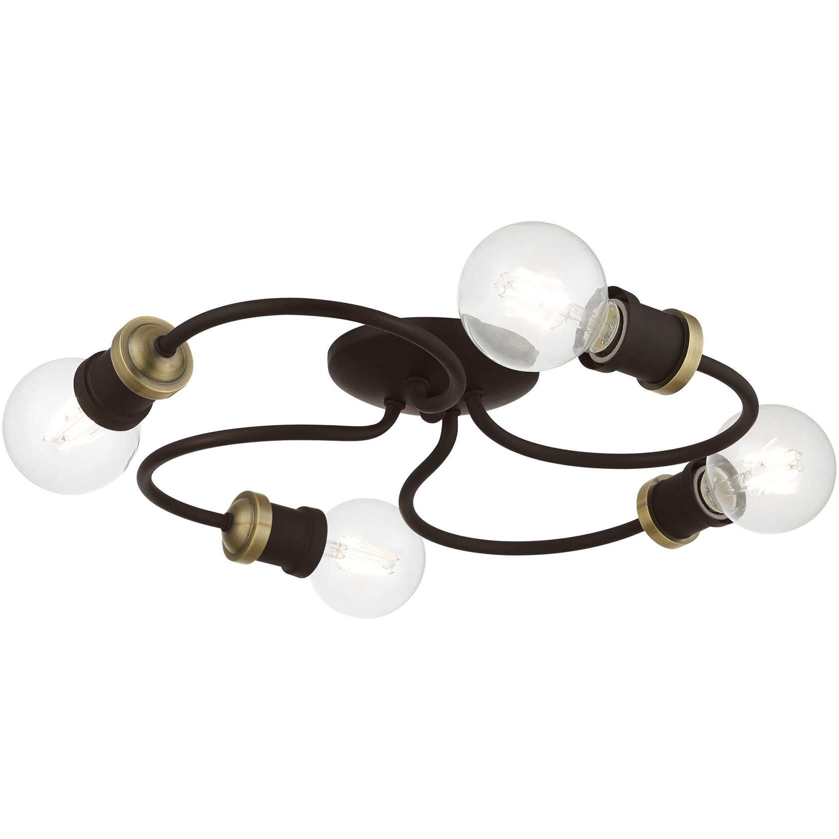 Bromley 4 Light 16 inch Bronze with Antique Brass Accents Flush Mount Ceiling Light, Large