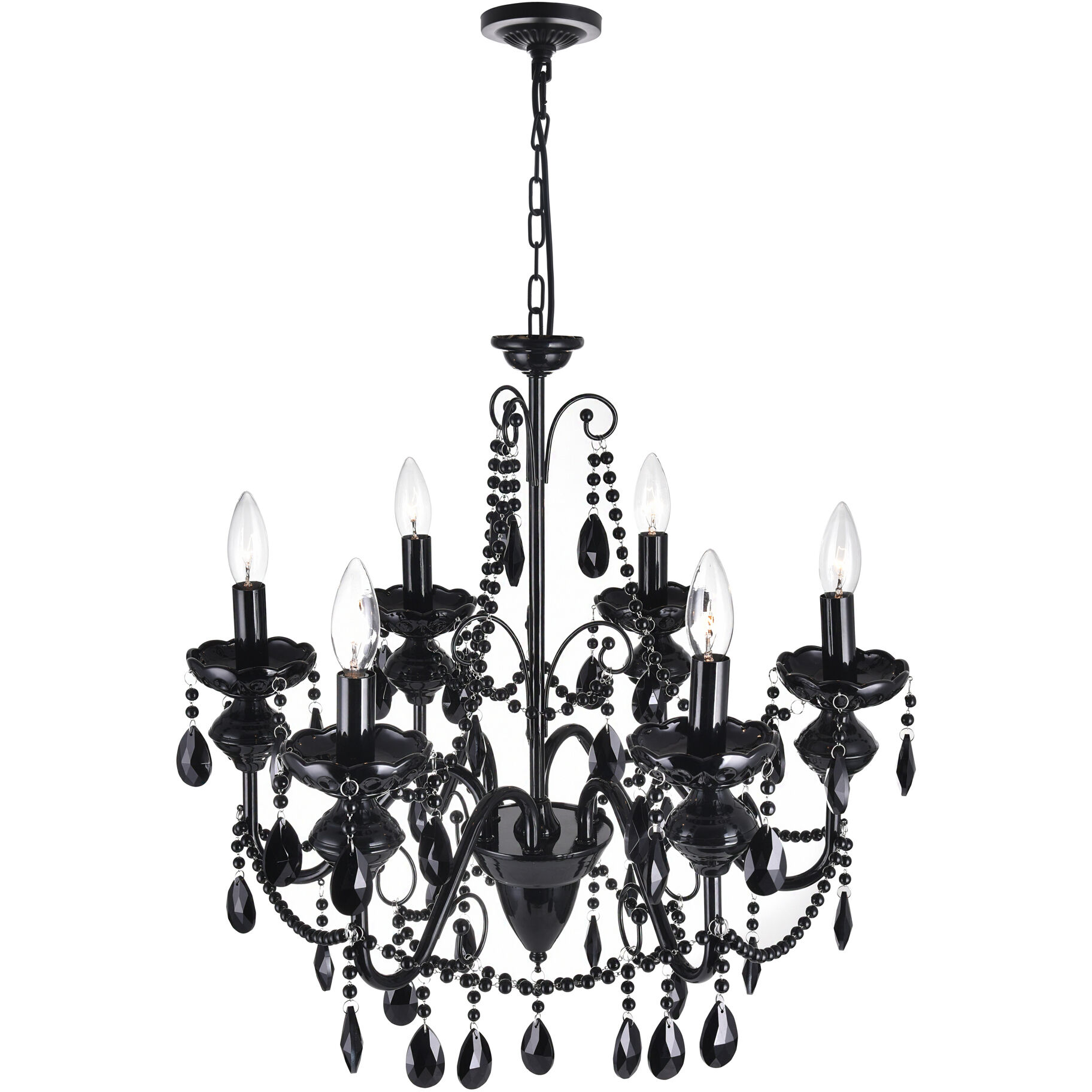 Keen 6 Light 22 inch Black Up Chandelier Ceiling Light