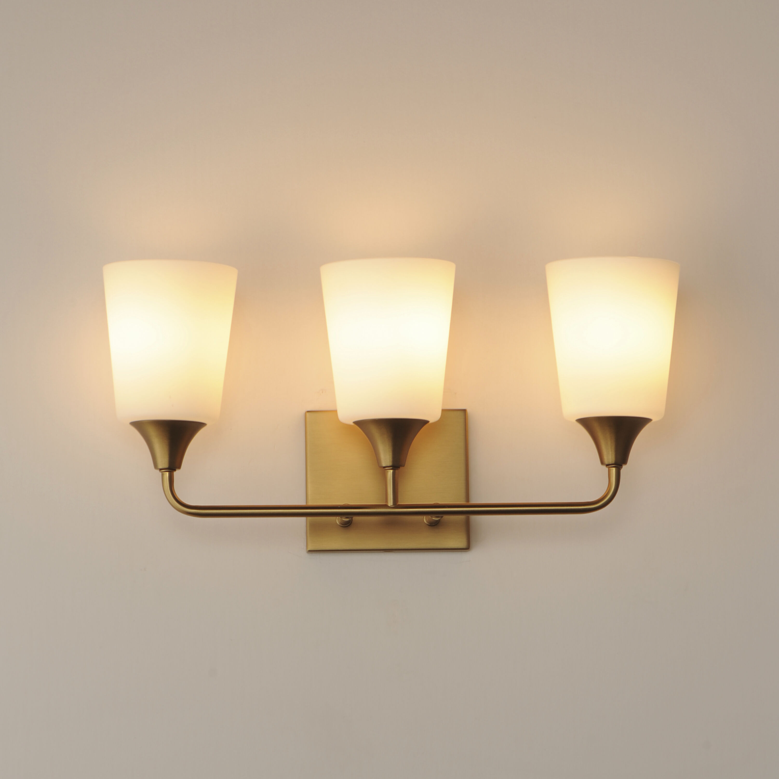 Hudson 3 Light 20.5 inch Natural Aged Brass Bath Vanity Wall Light in Satin White